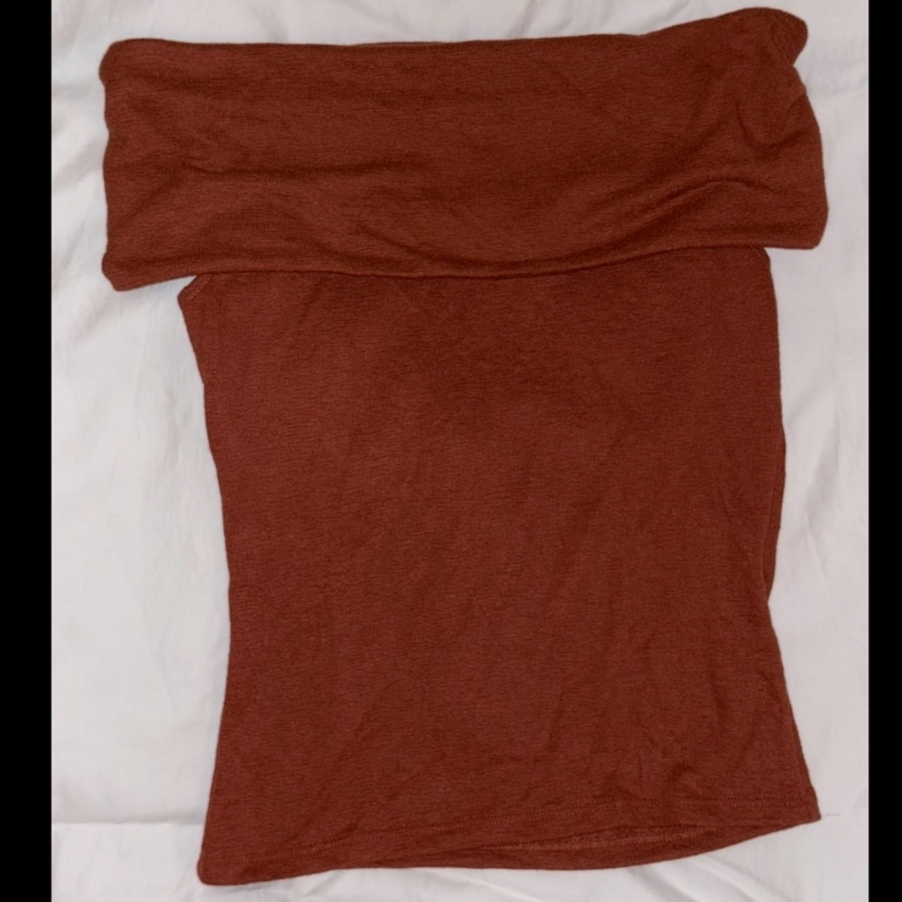 Zara Rust Orange Top with Turn Down Detail